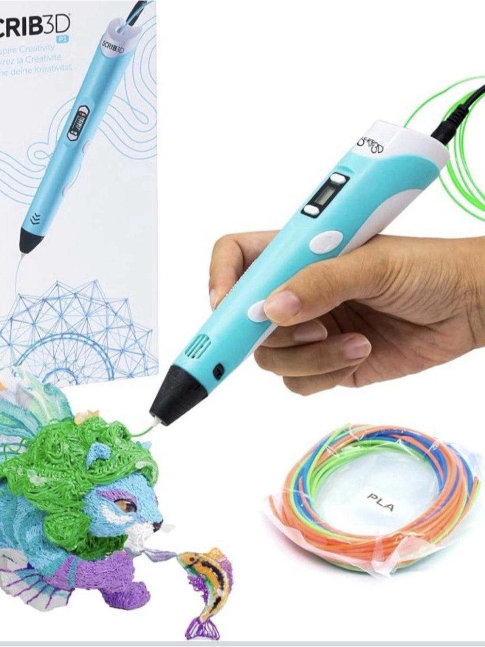 Light Blue 3D Drawing Pen with PLA Filament